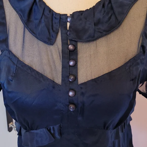 MARC JACOBS navy silk blouse - Picture 2 of 7